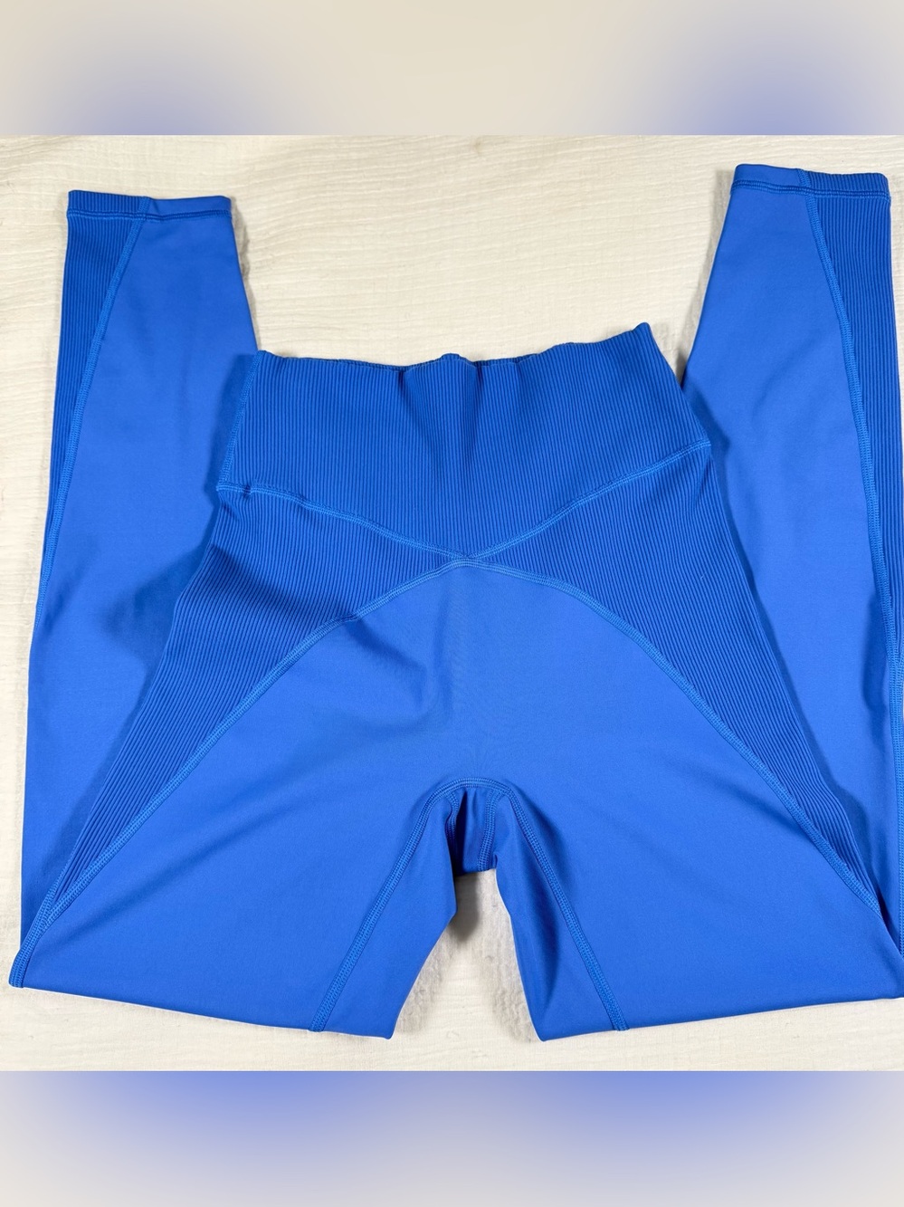 OFFLINE by Aerie Goals Leggings Cobalt Blue M High Waist Crossover  Ribbed Panel